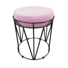 Puff Multiuso com Mesa Babu 2 em 1 Suede Rosa Bebê Base Preto - D'Rossi