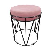 Puff Multiuso com Mesa Babu 2 em 1 Suede Rose Base Preto - D'Rossi