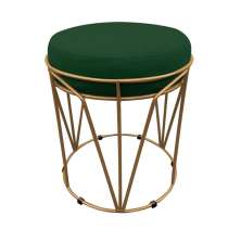 Puff Multiuso com Mesa Babu 2 em 1 Suede Verde Base Dourado - D'Rossi
