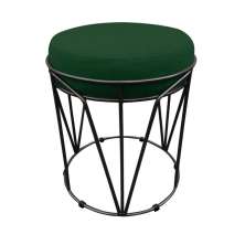 Puff Multiuso com Mesa Babu 2 em 1 Suede Verde Base Preto - D'Rossi