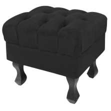 Puff Retrô Luis XV Capitonê Suede Preto - D'Rossi