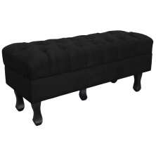 Puff Retro Luis Xv com Baú Capitonê 1 Metro Suede Preto  - D'Rossi