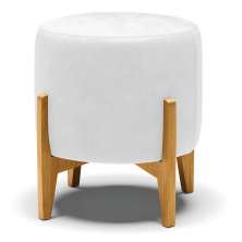 Puff Stella Corano Branco Base Madeira Castanho - D'Rossi