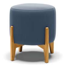 Puff Stella Suede Azul Marinho Base Madeira Castanho - D'Rossi