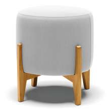 Puff Stella Suede Cinza Base Madeira Castanho - D'Rossi