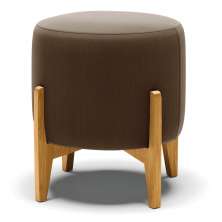 Puff Stella Suede Marrom Base Madeira Castanho - D'Rossi