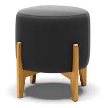 Puff Stella Suede Preto Base Madeira Castanho - D'Rossi