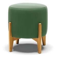 Puff Stella Suede Verde Base Madeira Castanho - D'Rossi