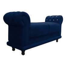 Recamier Barcelona Namoradeira Calçadeira Suede Azul Marinho com strass D'Rossi