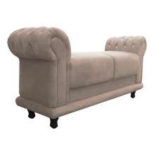 Recamier Barcelona Namoradeira Calçadeira Suede Bege com strass D'Rossi