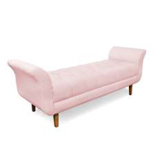Recamier Olinda Suede Rosa Bebê 160 cm Pés Chanfrado Castanhos - D'Rossi