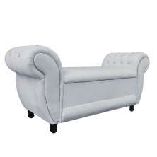 Recamier com Baú Grécia 195 cm Namoradeira Calçadeira Suede Cinza D'Rossi