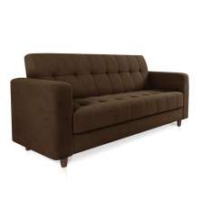 Sofá 03 Lugares Arezzo Suede Marrom Pés Chanfrado Tabaco - D'Rossi