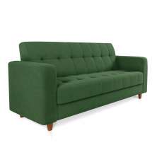 Sofá 03 Lugares Arezzo Suede Verde Pés Chanfrado Castanho - D'Rossi