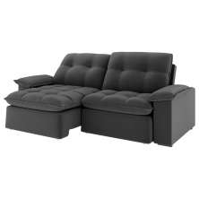 Sofá 2 Lugares Retrátil Bolívia 180 cm Veludo Grafite Pés Tabaco - D'Rossi