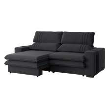 Sofá 2 Lugares Retrátil Noruega 230 cm Veludo Grafite Pés Tabaco - D'Rossi
