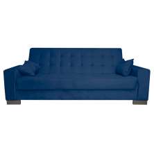 Sofá Cama 2 Lugares para Sala de Estar Lisboa Suede Azul Marinho - D'Rossi