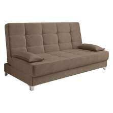 Sofá Cama Equador 193 cm Encosto Reclinável Veludo Cappucino Pés Plástico Cromado - D'Rossi