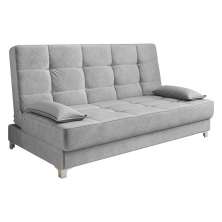Sofá Cama Equador 193 cm Encosto Reclinável Veludo Cinza Pés Plástico Cromado - D'Rossi
