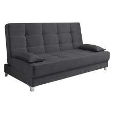 Sofá Cama Equador 193 cm Encosto Reclinável Veludo Grafite Pés Plástico Cromado - D'Rossi