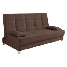 Sofá Cama Equador 193 cm Encosto Reclinável Veludo Marrom Pés Plástico Cromado - D'Rossi