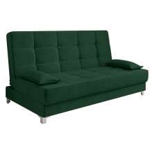 Sofá Cama Equador 193 cm Encosto Reclinável Veludo Verde Militar Pés Plástico Cromado - D'Rossi