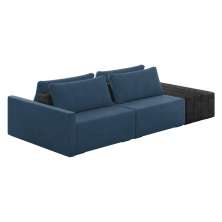 Sofá Ilha 2 Lugares Living 232cm Modulado Sala Lary Veludo Azul Marinho/PU Pto K01 - D'Rossi