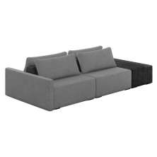 Sofá Ilha 2 Lugares Living 232cm Modulado para Sala Lary Linho Grafite/PU Pto K01 - D'Rossi