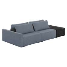 Sofá Ilha 2 Lugares Living 252cm Modulado para Sala Lary Linho Azul/PU Pto K01 - D'Rossi