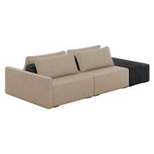 Sofá Ilha 2 Lugares Living 252cm Modulado para Sala Lary Linho Bege/PU Pto K01 - D'Rossi