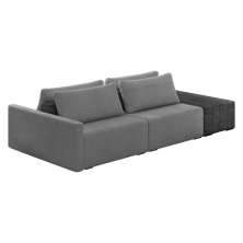 Sofá Ilha 2 Lugares Living 292cm Modulado Sala Lary Bouclê Cinza/PU Pto K01 - D'Rossi