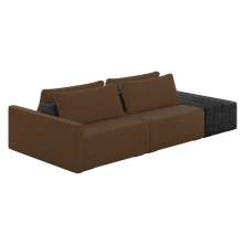 Sofá Ilha 2 Lugares Living 292cm Modulado Sala Lary Veludo Marrom/PU Pto K01 - D'Rossi