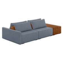 Sofá Ilha 2 Lugares Living 292cm Modulado para Sala Lary Linho Azul K01 - D'Rossi