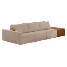 Sofá Ilha 3 Lugares Living 312cm Modulado para Sala Lary Bouclê Creme K01 - D'Rossi