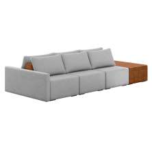 Sofá Ilha 3 Lugares Living 342cm Modulado para Sala Lary Linho Cinza K01 - D'Rossi