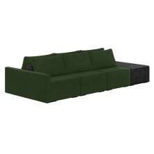 Sofá Ilha 3 Lugares Living 372cm Modulado Sala Lary Veludo Verde/PU Pto K01 - D'Rossi