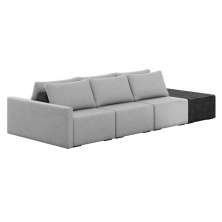Sofá Ilha 3 Lugares Living 372cm Modulado para Sala Lary Linho Cinza/PU Pto K01 - D'Rossi