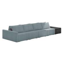 Sofá Ilha 4 Lugares Living 392cm Modulado Sala Lary Bouclê Azul/PU Pto K01 - D'Rossi