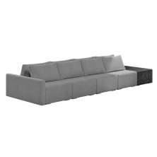 Sofá Ilha 4 Lugares Living 392cm Modulado Sala Lary Bouclê Cinza/PU Pto K01 - D'Rossi