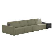 Sofá Ilha 4 Lugares Living 432cm Modulado Sala Lary Bouclê Verde/PU Pto K01 - D'Rossi