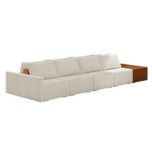 Sofá Ilha 4 Lugares Living 432cm Modulado para Sala Lary Bouclê Bege K01 - D'Rossi