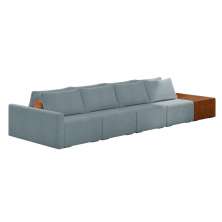 Sofá Ilha 4 Lugares Living 472cm Modulado para Sala Lary Bouclê Azul K01 - D'Rossi