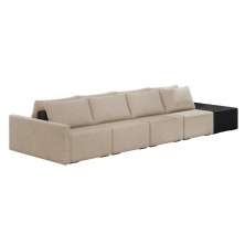 Sofá Ilha 4 Lugares Living 472cm Modulado para Sala Lary Linho Bege/PU Pto K01 - D'Rossi