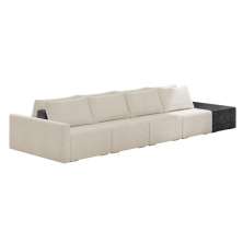Sofá Ilha 4 Lugares Living 512cm Modulado Sala Lary Bouclê Bege/PU Pto K01 - D'Rossi