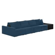 Sofá Ilha 4 Lugares Living 512cm Modulado Sala Lary Veludo Azul Marinho/PU Pto K01 - D'Rossi