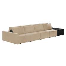 Sofá Ilha 4 Lugares Living 512cm Modulado Sala Lary Veludo Bege/PU Pto K01 - D'Rossi