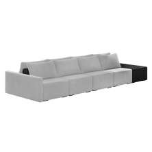 Sofá Ilha 4 Lugares Living 512cm Modulado Sala Lary Veludo Cinza/PU Pto K01 - D'Rossi