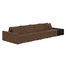 Sofá Ilha 4 Lugares Living 512cm Modulado Sala Lary Veludo Marrom/PU Pto K01 - D'Rossi