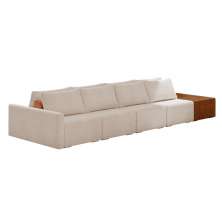Sofá Ilha 4 Lugares Living 512cm Modulado para Sala Lary Bouclê Creme K01 - D'Rossi