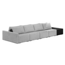 Sofá Ilha 4 Lugares Living 512cm Modulado para Sala Lary Linho Cinza/PU Pto K01 - D'Rossi